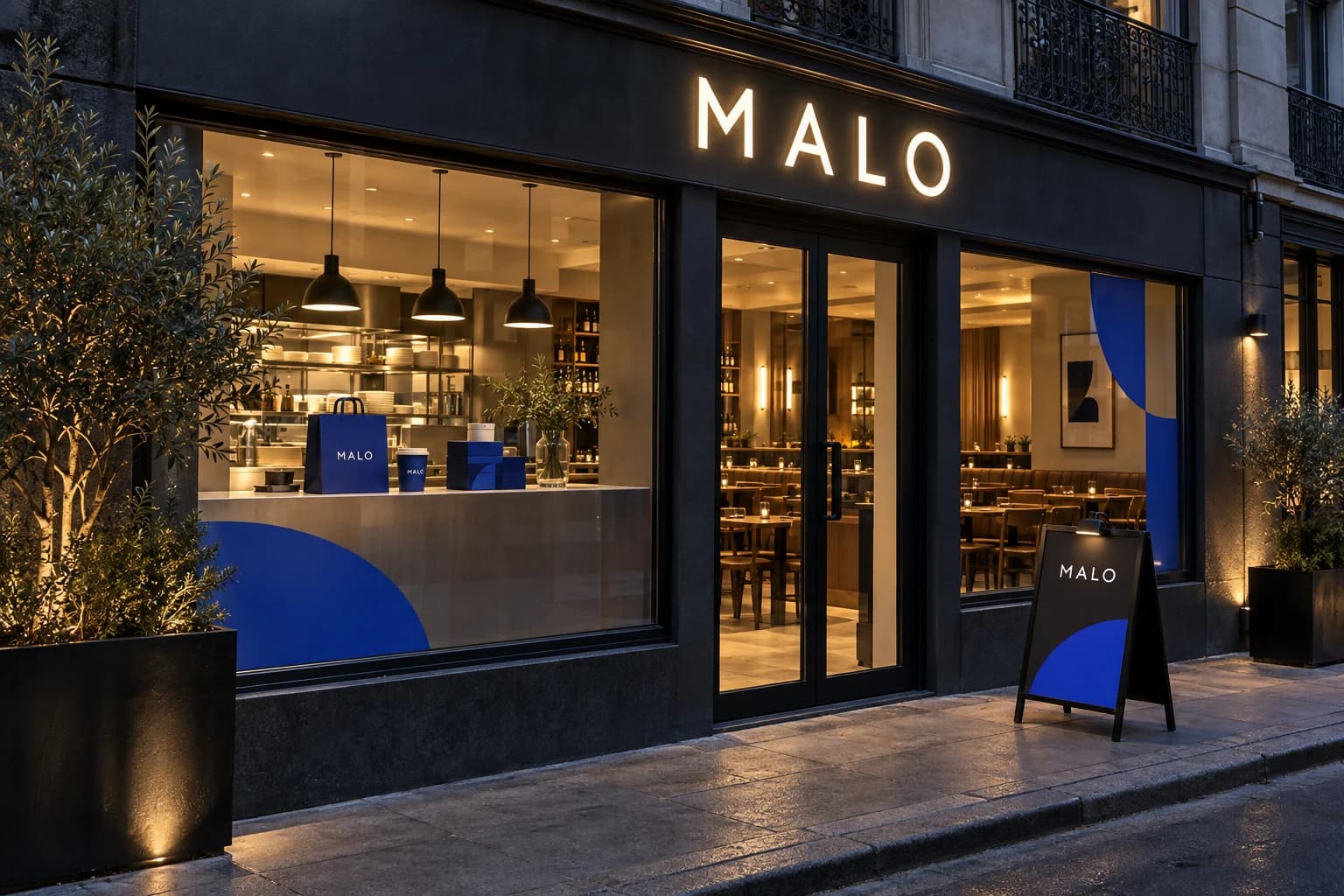 MALO restaurant storefront concept