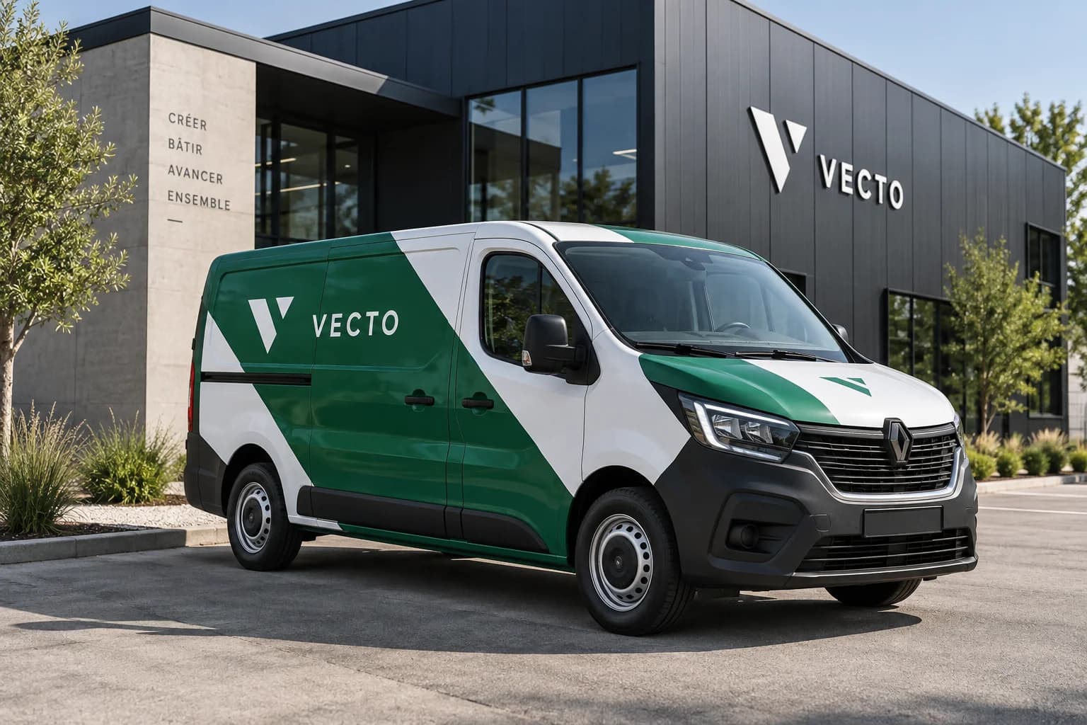 VECTO branded vehicle and office