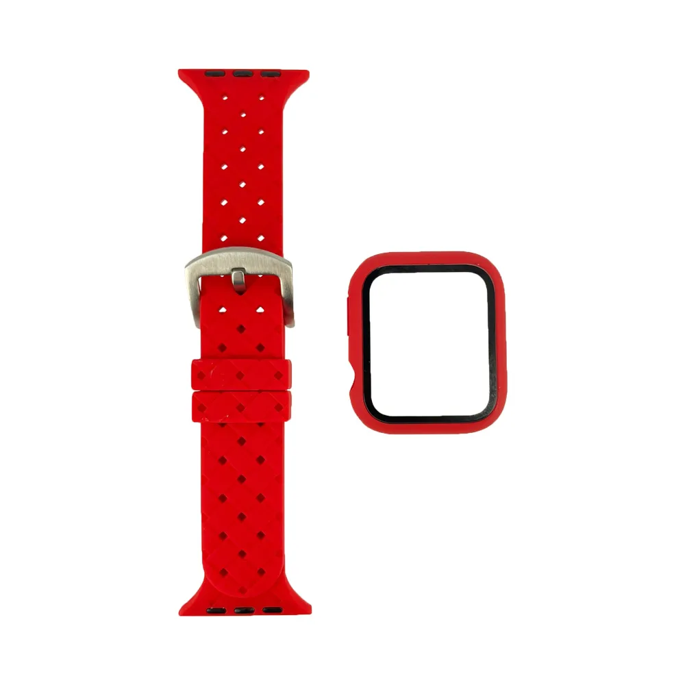 Protection Silicone pour Apple Watch 38mm avec Bracelet Boucle Rouge