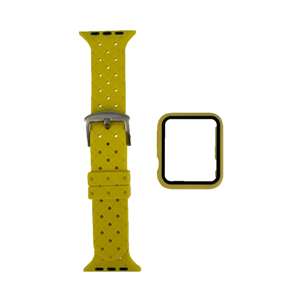 Protection Silicone pour Apple Watch 44mm avec Bracelet Boucle Jaune