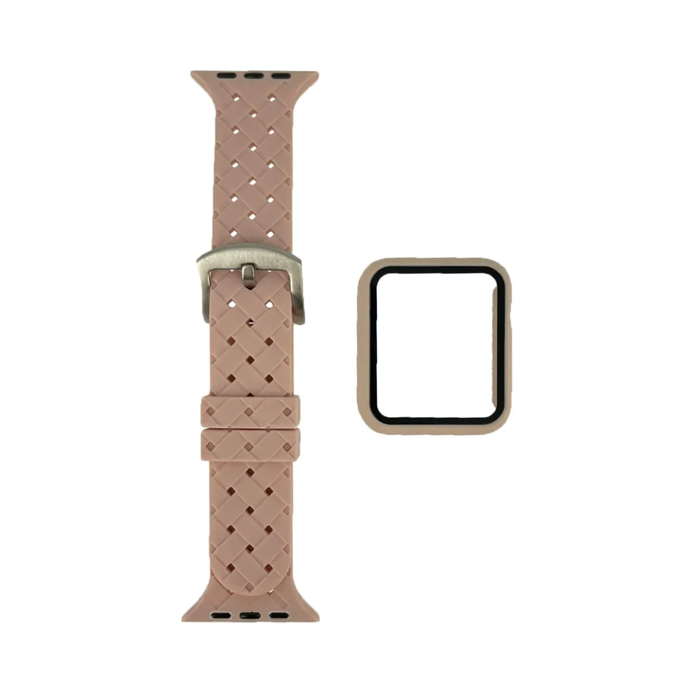 Protection Silicone pour Apple Watch 41mm avec Bracelet Boucle Rose — vue 2