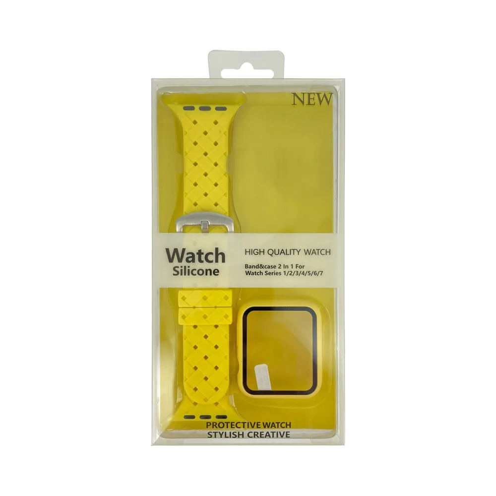 Protection Silicone pour Apple Watch 44mm avec Bracelet Boucle Jaune — vue 2