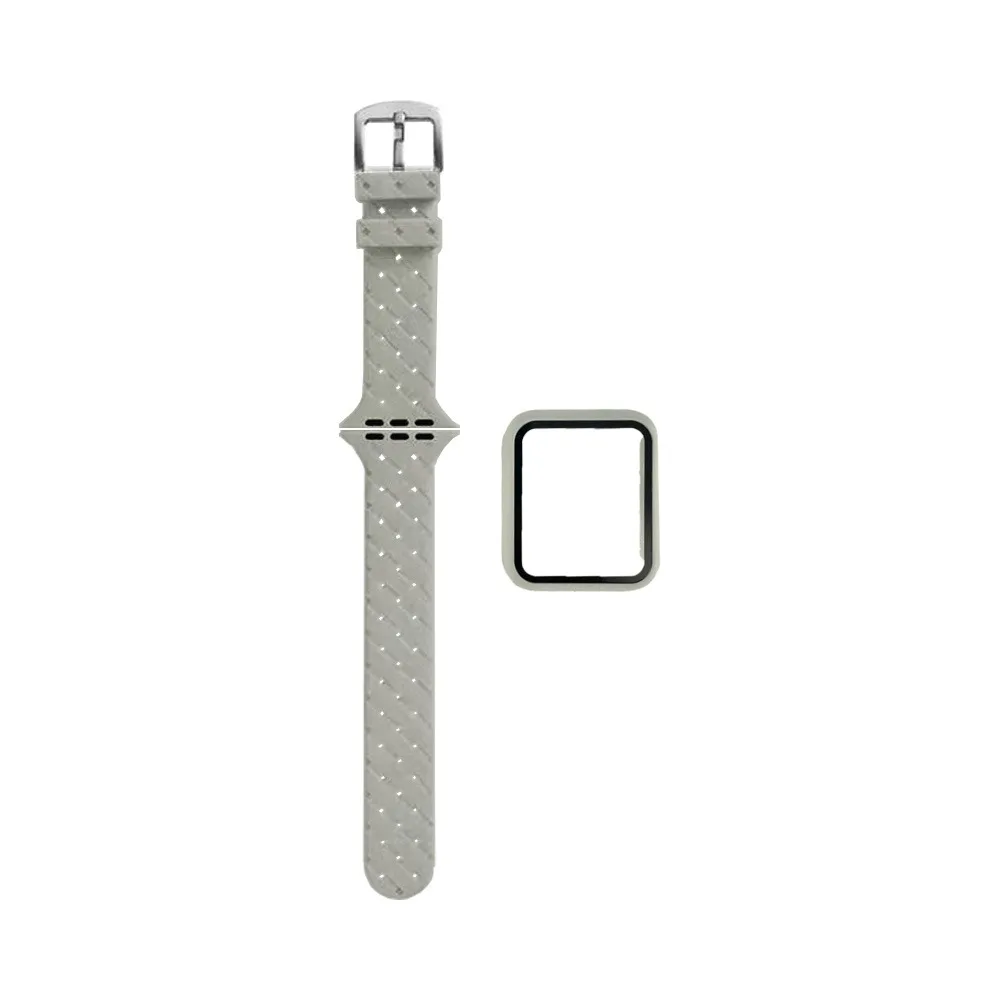 Protection Silicone pour Apple Watch 42mm avec Bracelet Boucle Blanc