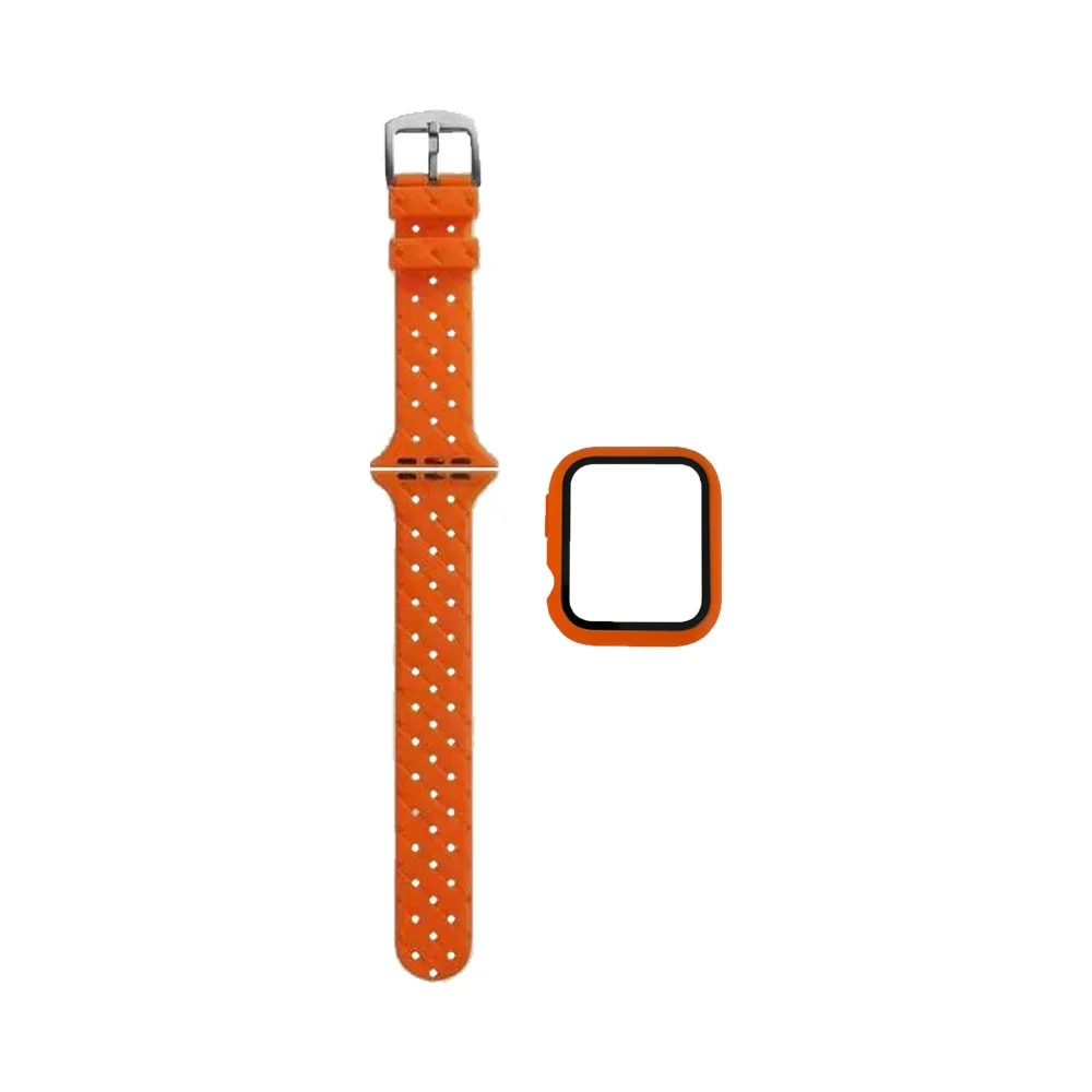 Protection Silicone pour Apple Watch 41mm avec Bracelet Boucle Orange