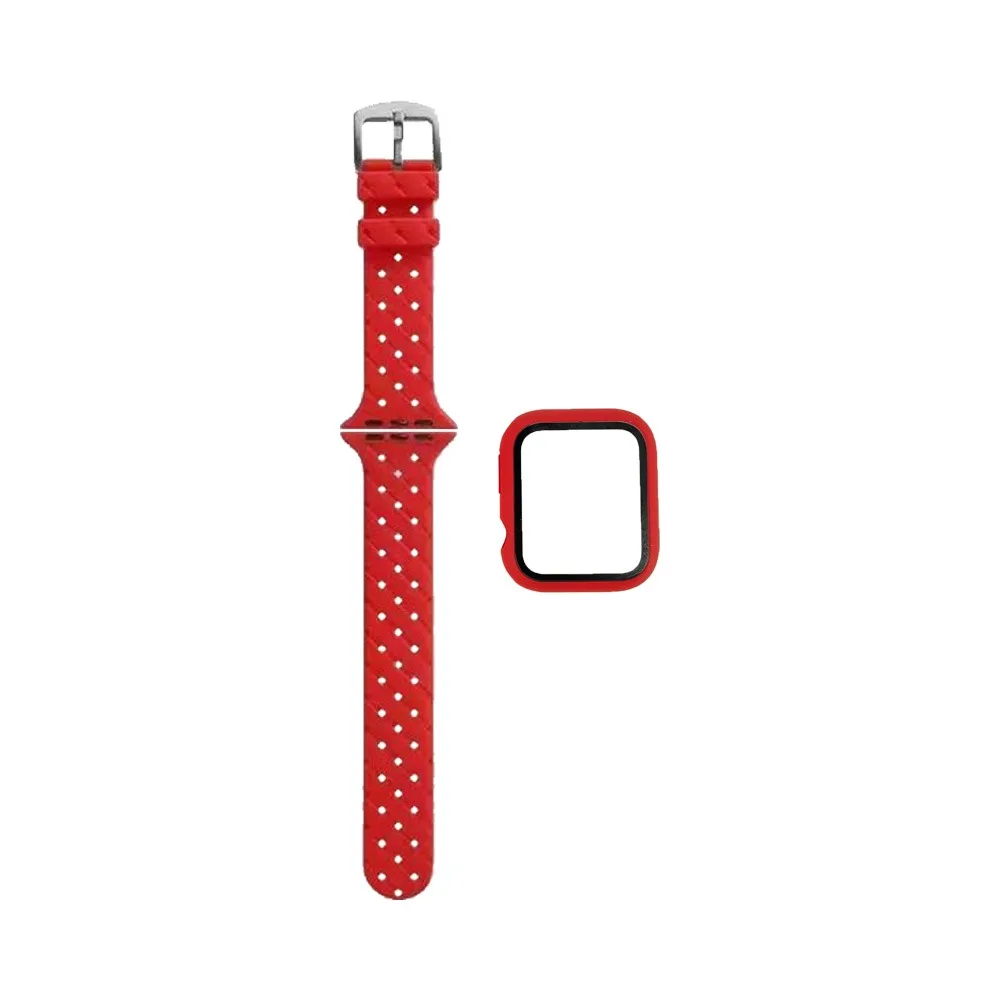 Protection Silicone pour Apple Watch 41mm avec Bracelet Boucle Rouge