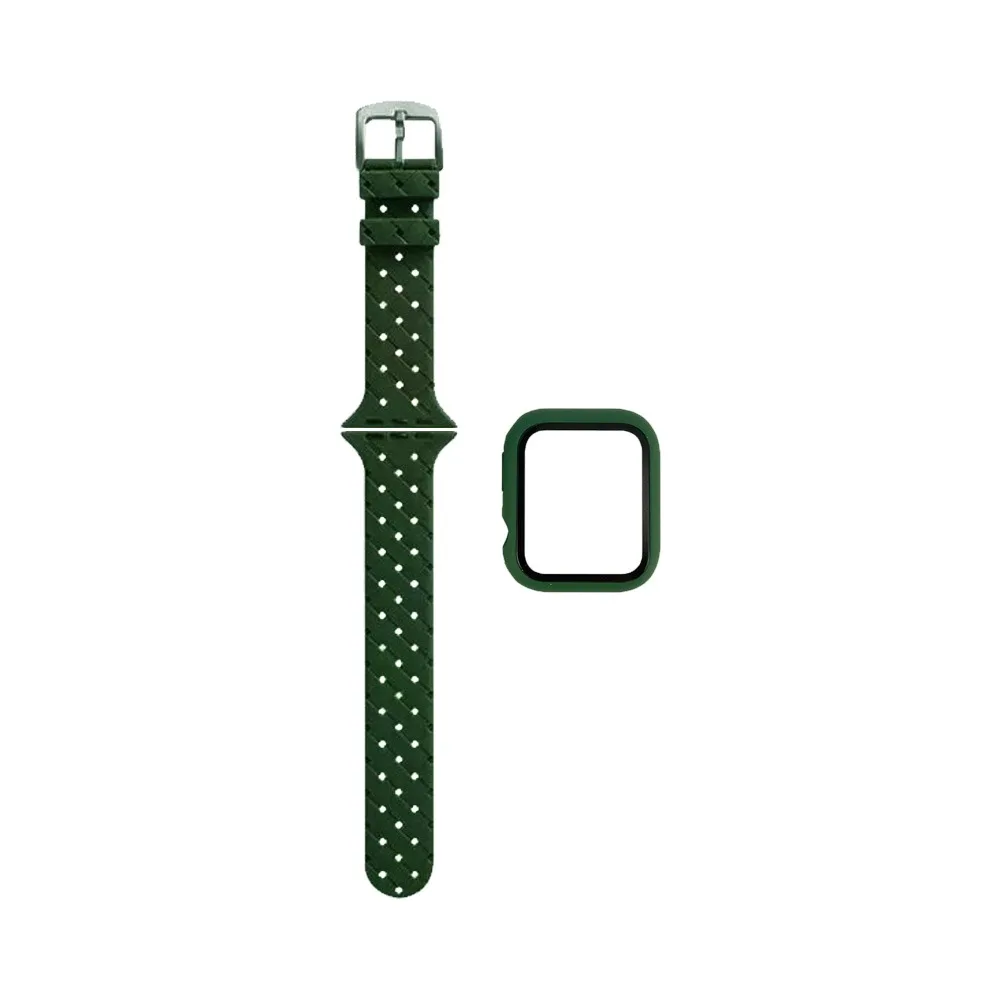 Protection Silicone pour Apple Watch 38mm avec Bracelet Boucle Vert Militaire
