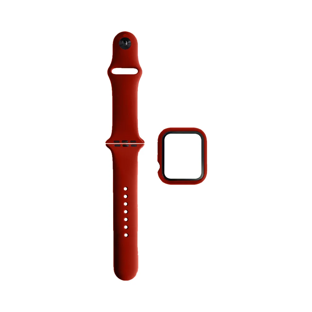 Protection Silicone pour Apple Watch 38mm avec Bracelet Sport Rouge