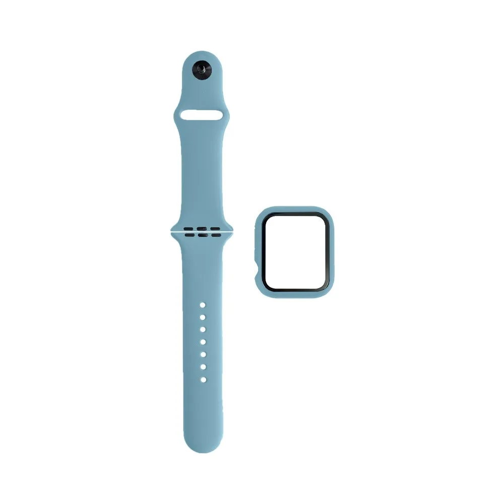 Protection Silicone pour Apple Watch 41mm avec Bracelet Sport Bleu Ciel