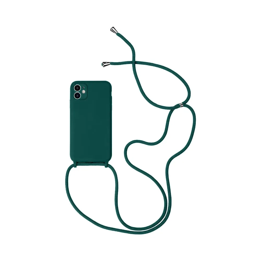 Coque Silicone avec Cordon Apple iPhone 12 Mini Vert Nuit