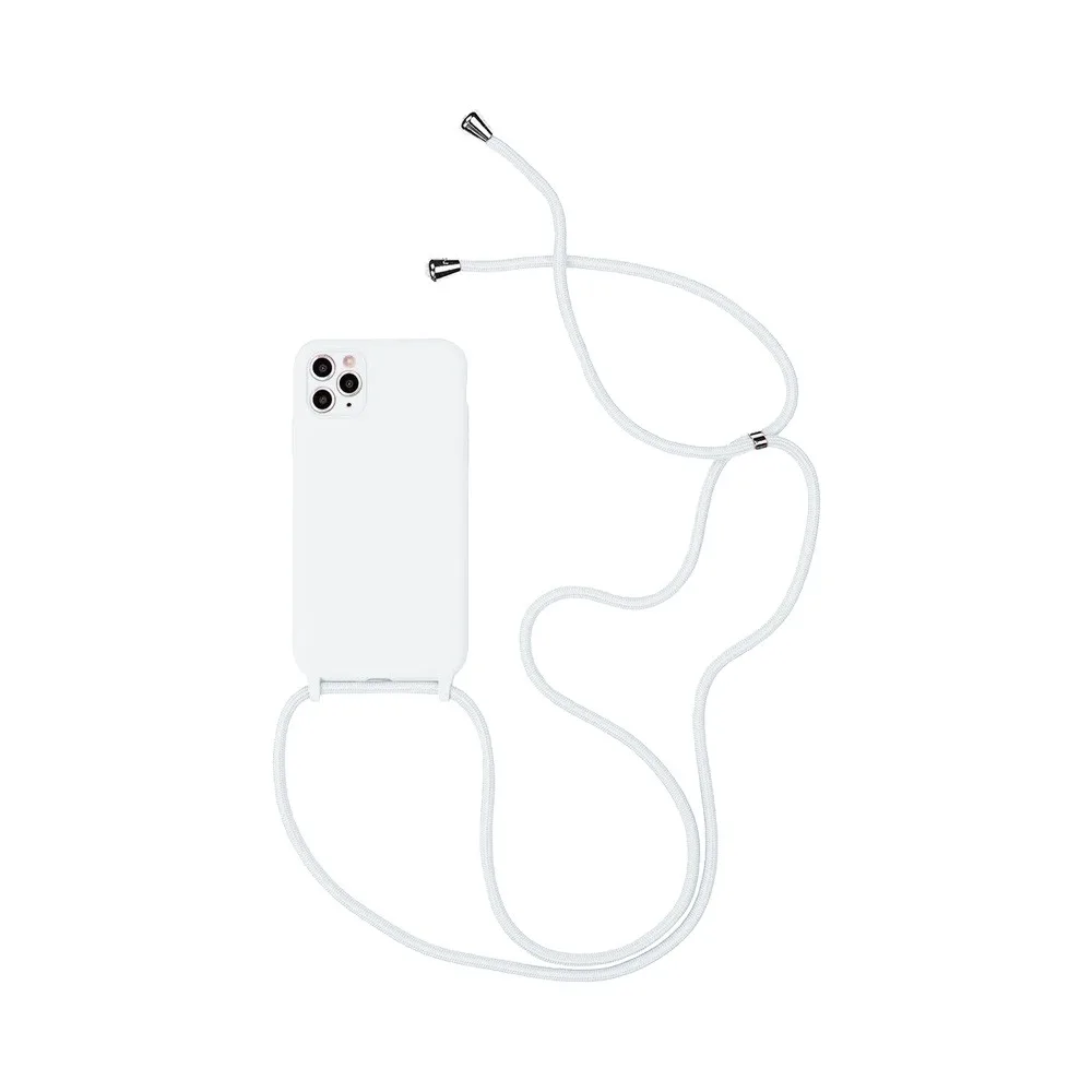Coque Silicone avec Cordon Apple iPhone 13 Pro Max Blanc