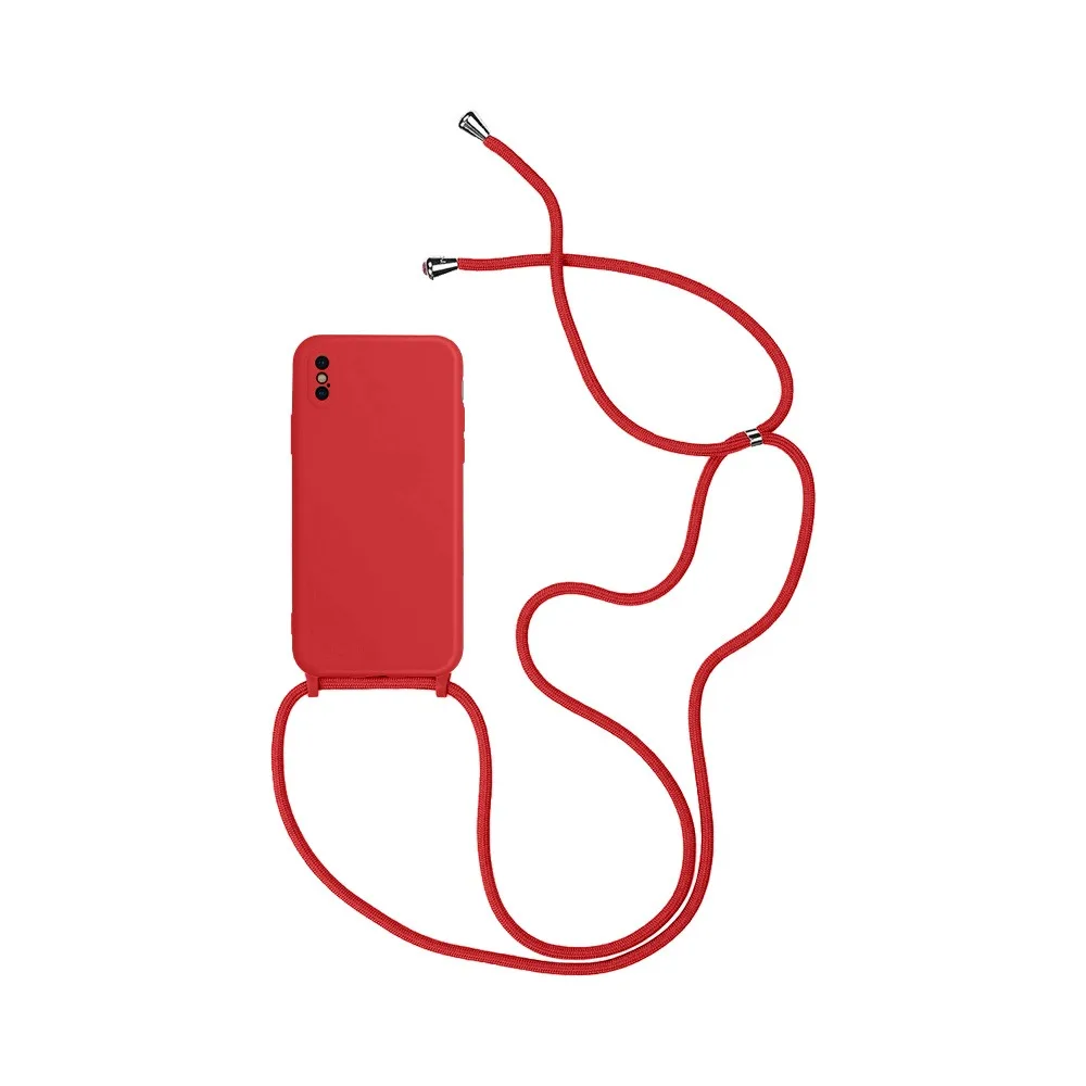 Coque Silicone avec Cordon Apple iPhone XS Max Rouge