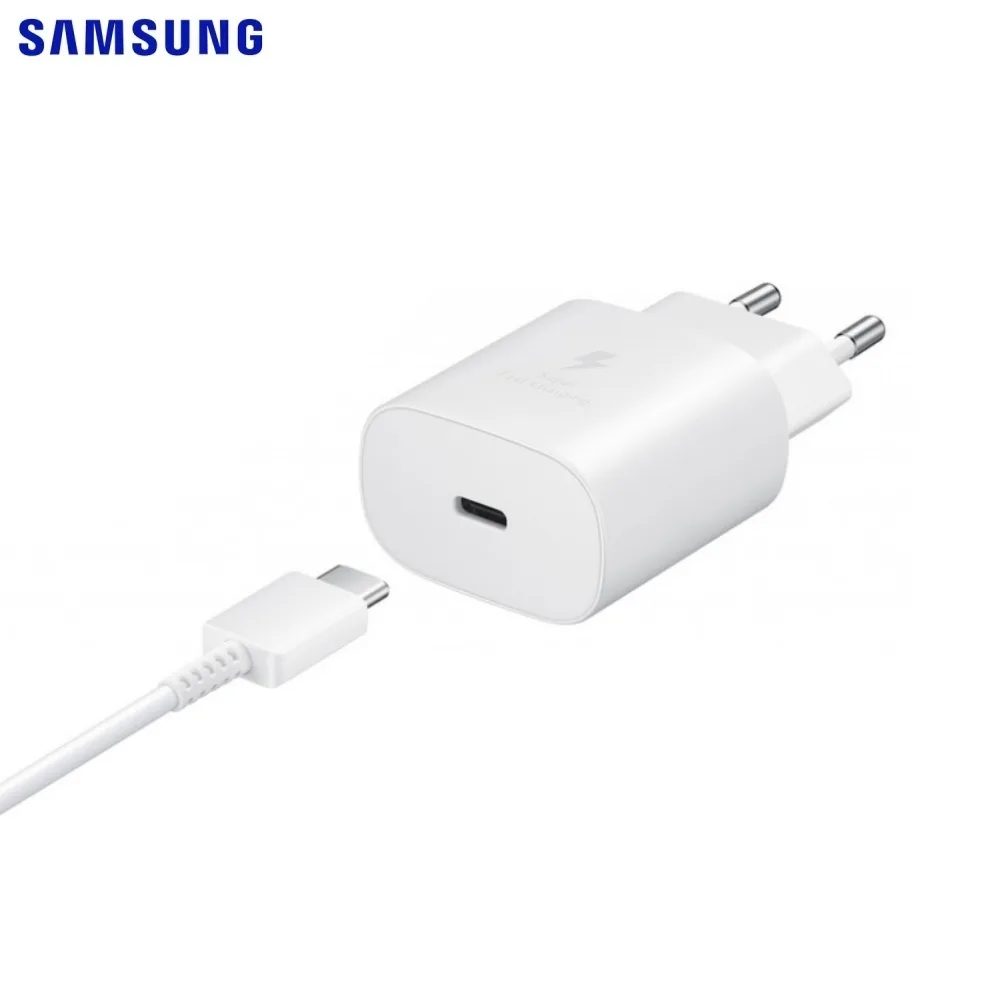 Chargeur Secteur USB-C Samsung PD 25W Fast Wall avec Câble Type-C vers Type-C Blanc — vue 2