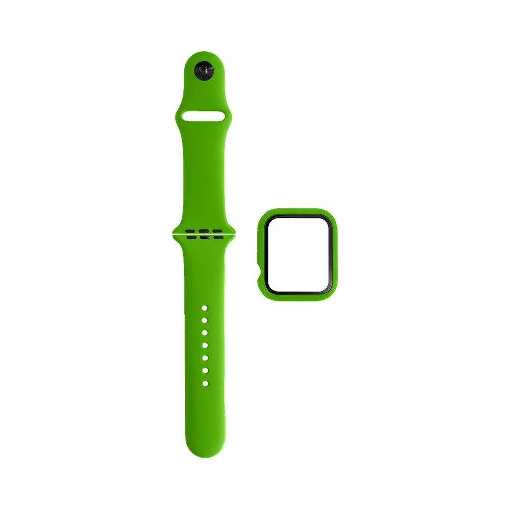 Protection Silicone pour Apple Watch 41mm avec Bracelet Sport Vert Foncé