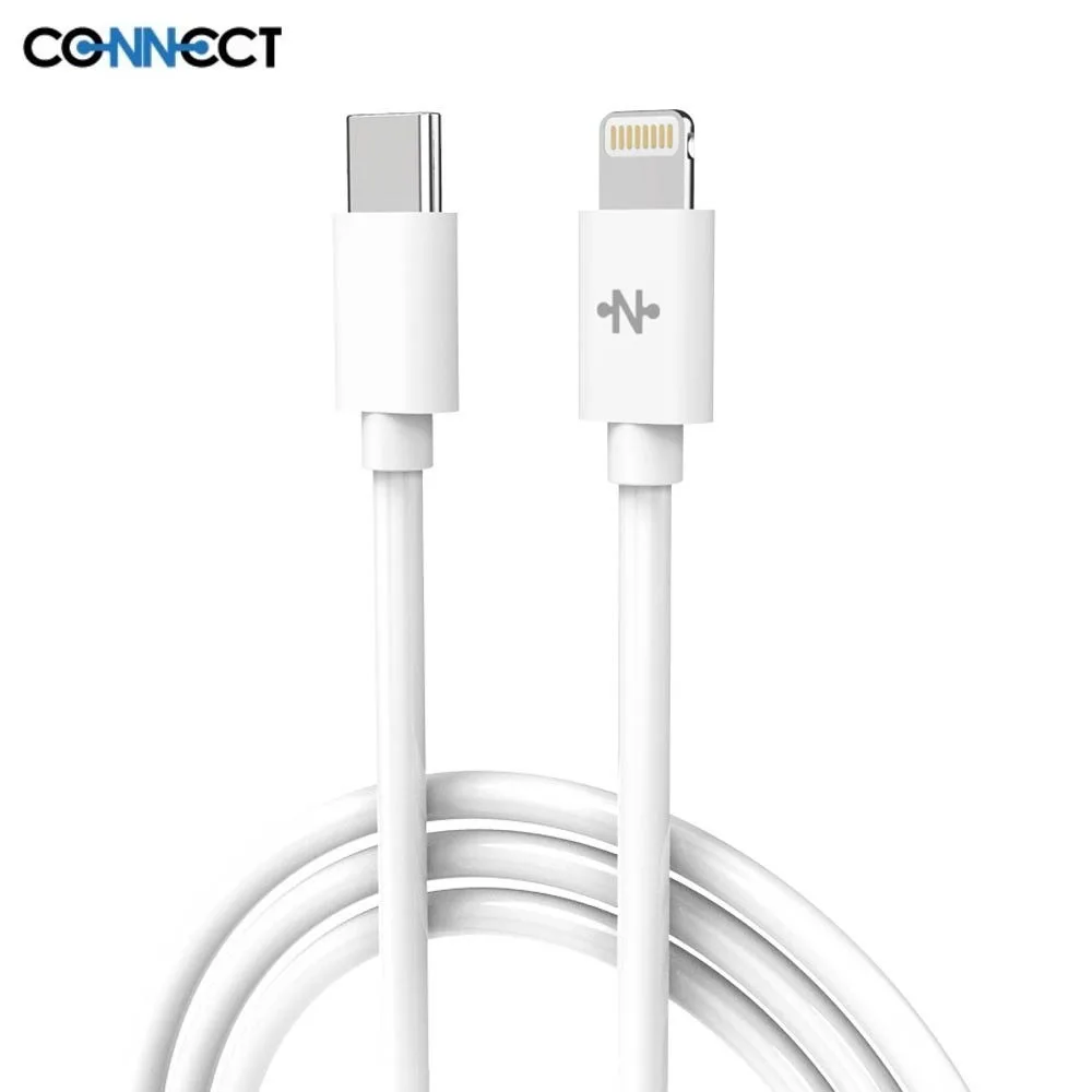 Câble Data USB-C vers Lightning CONNECT 20W (1m) Blanc