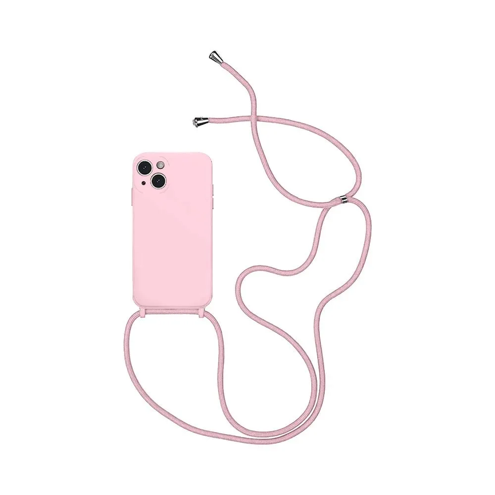 Coque Silicone avec Cordon Apple iPhone 14 Plus Rose