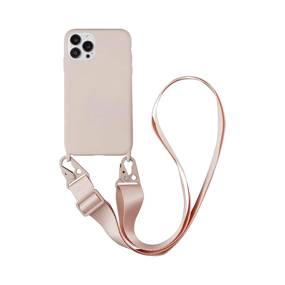Coque Silicone avec Bandoulière Apple iPhone 13 Pro Max (#4) Rose Gold