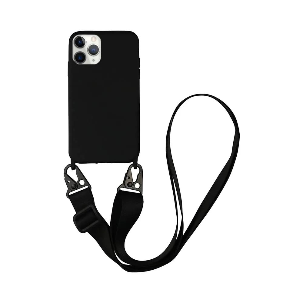 Coque Silicone avec Bandoulière Apple iPhone 11 Pro Max (#1) Noir