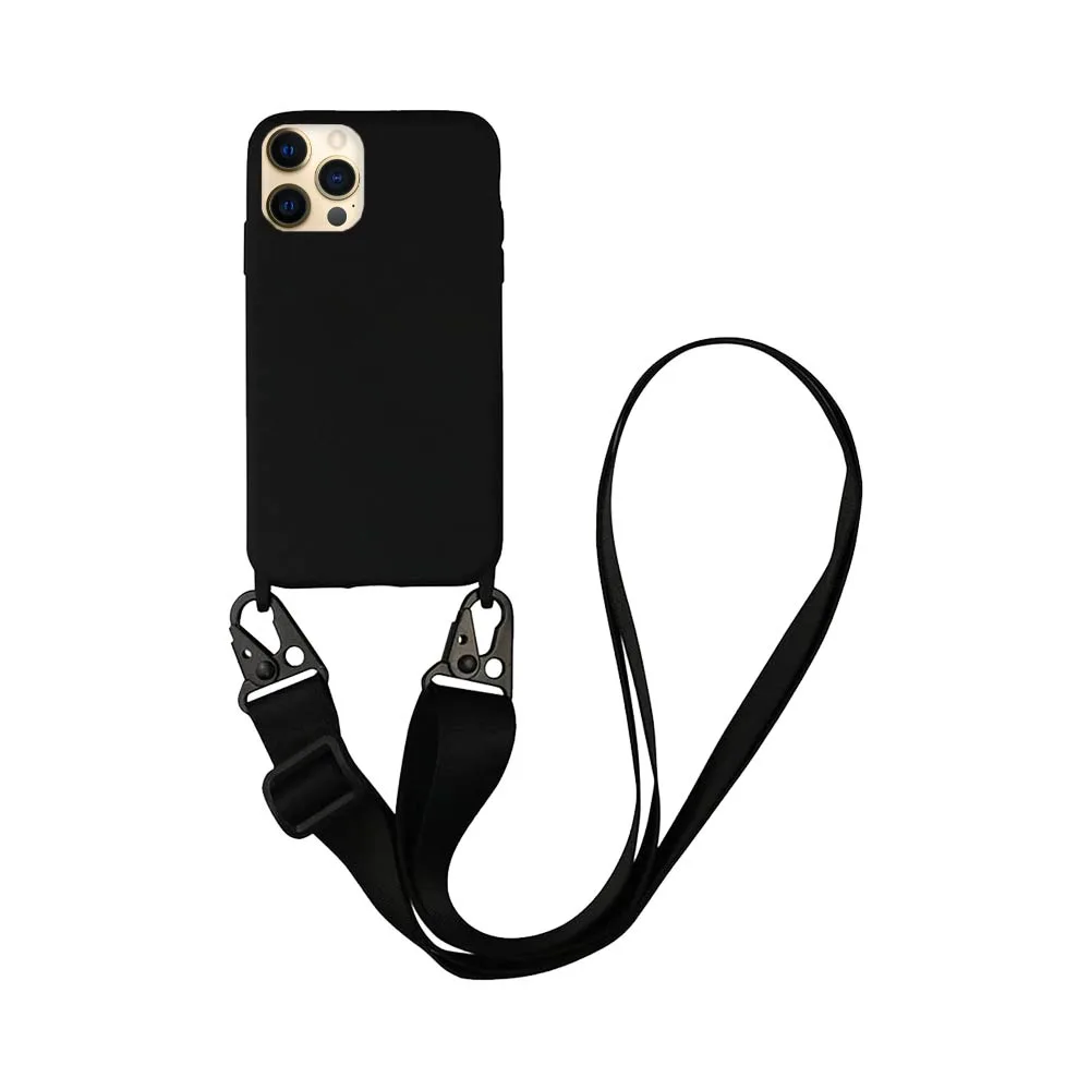 Coque Silicone avec Bandoulière Apple iPhone 12 Pro (#1) Noir