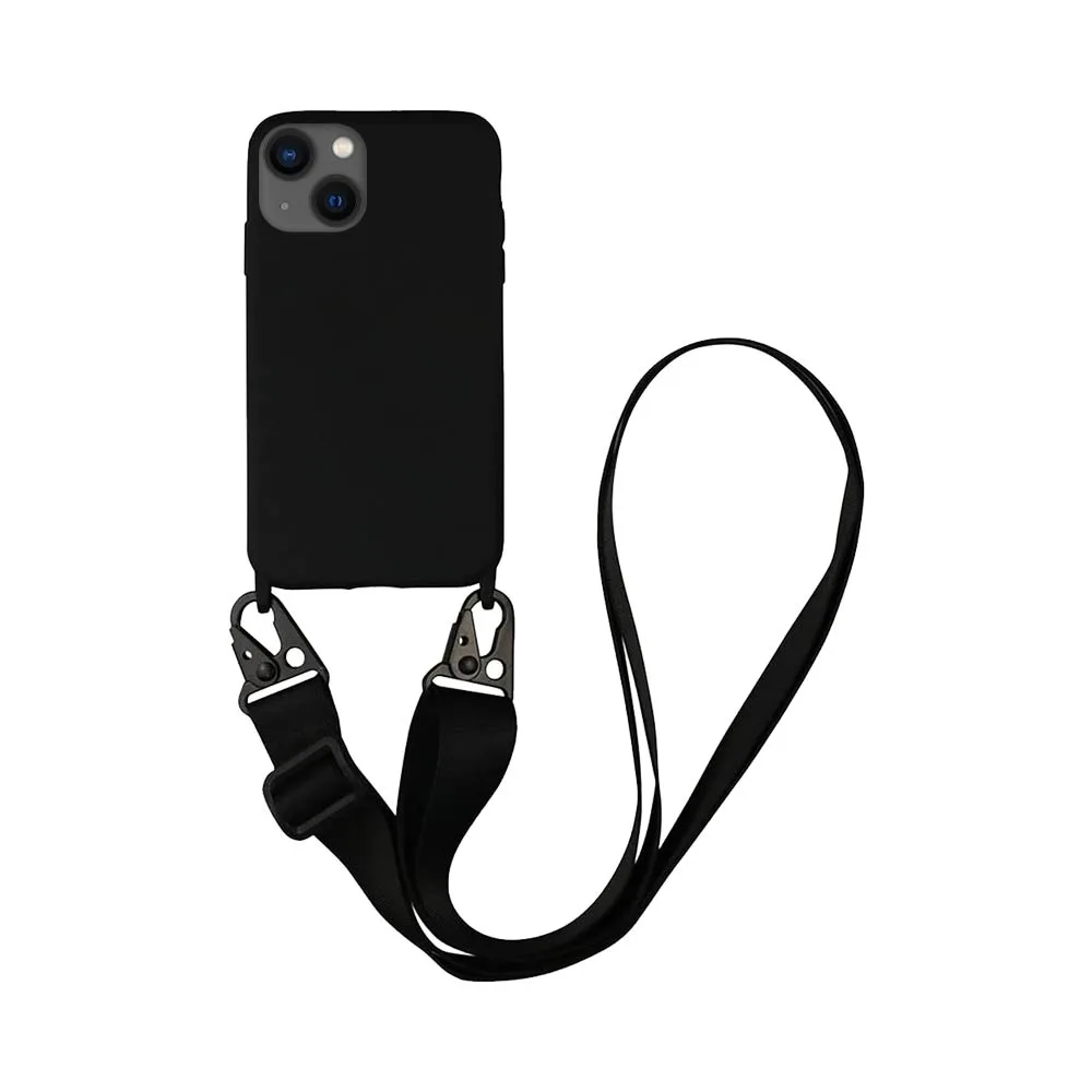 Coque Silicone avec Bandoulière Apple iPhone 14 Plus (#1) Noir