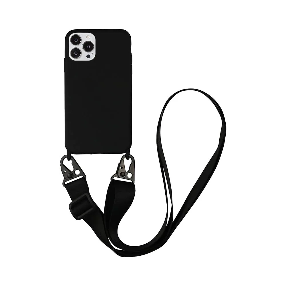 Coque Silicone avec Bandoulière Apple iPhone 13 Pro (#1) Noir
