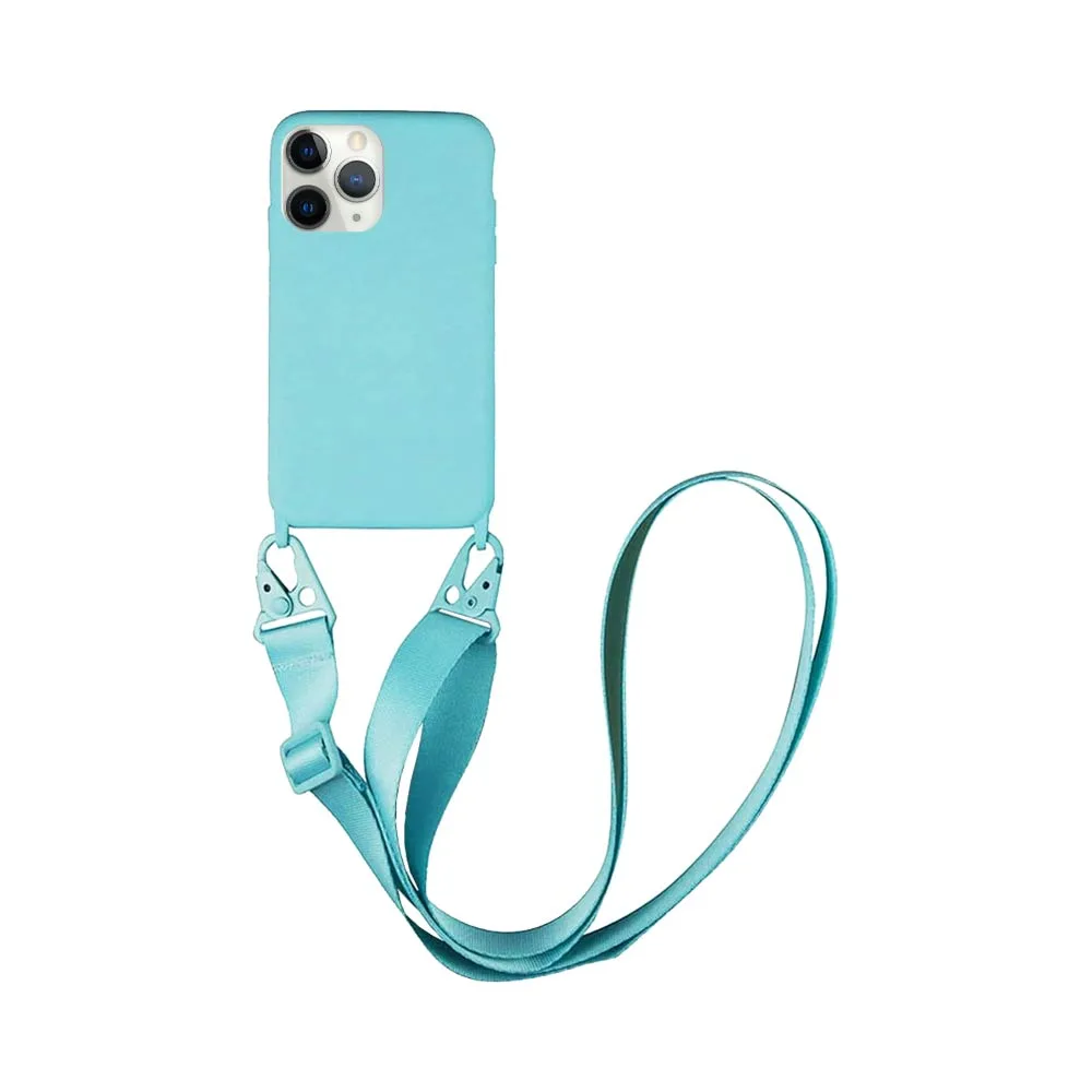 Coque Silicone avec Bandoulière Apple iPhone 11 Pro Max (#7) Bleu Clair