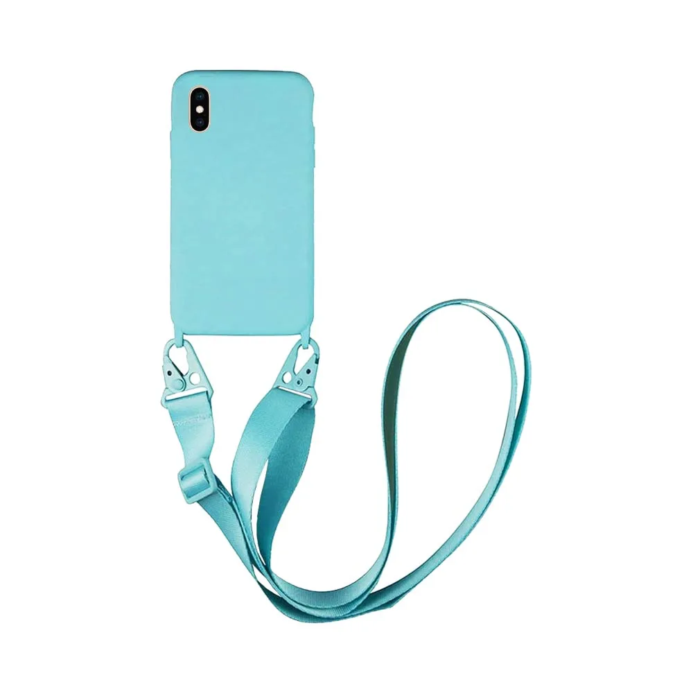 Coque Silicone avec Bandoulière Apple iPhone XS Max (#7) Bleu Clair