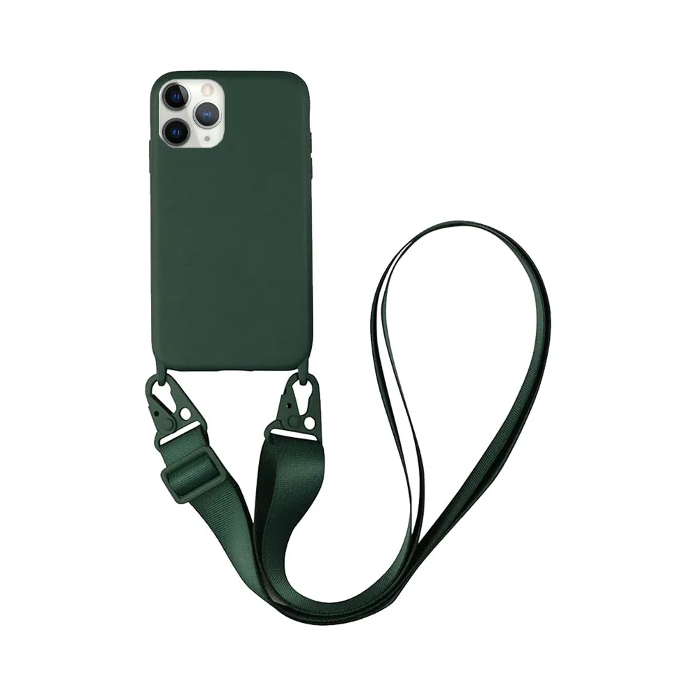 Coque Silicone avec Bandoulière Apple iPhone 11 Pro Max (#9) Vert Foncé
