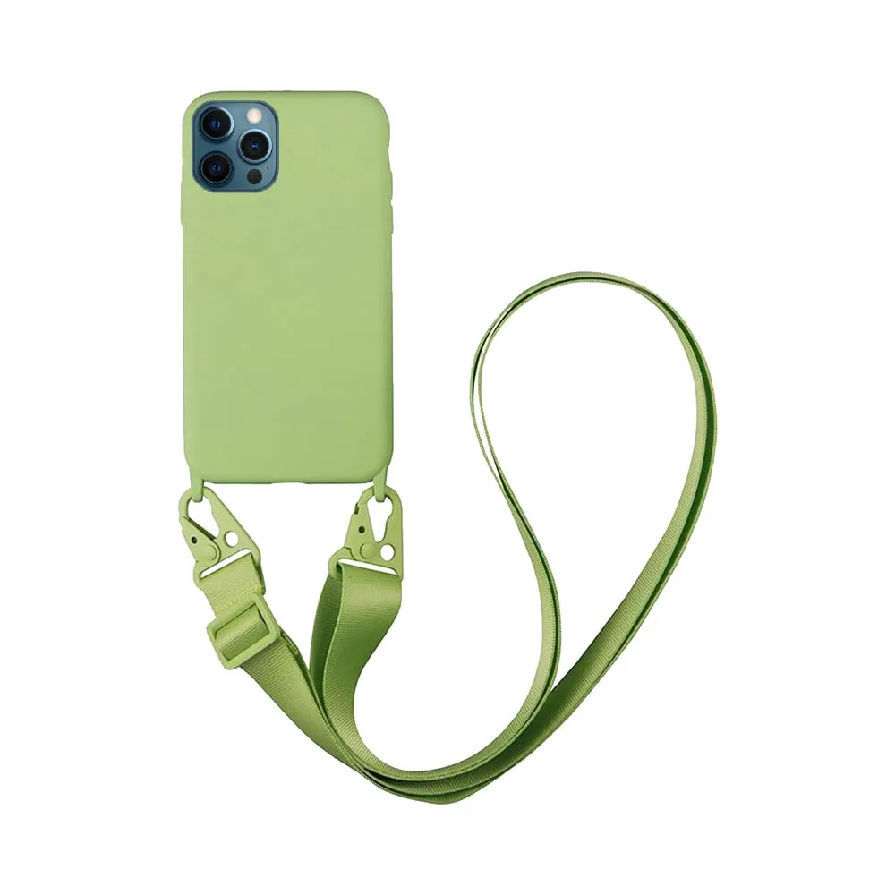 Coque Silicone avec Bandoulière Apple iPhone 12 Pro Max (#12) Vert Clair