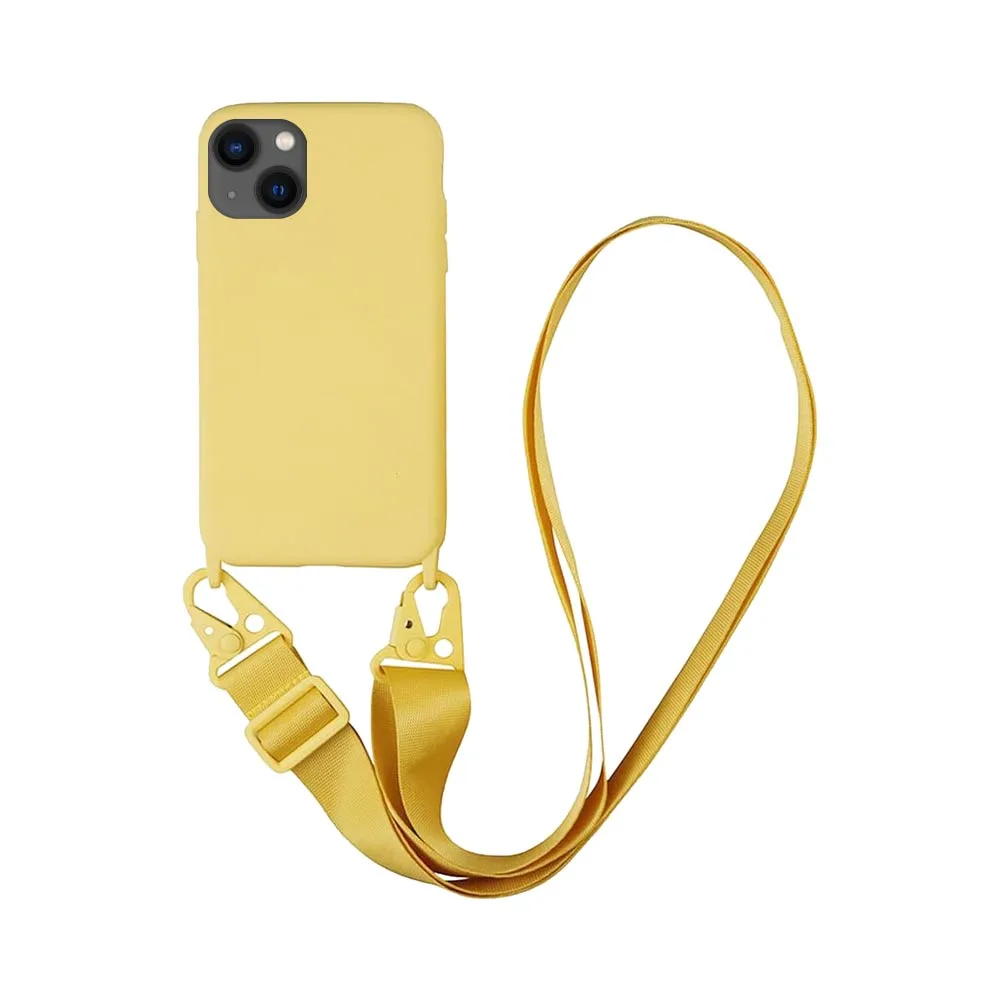 Coque Silicone avec Bandoulière Apple iPhone 15 (#14) Jaune