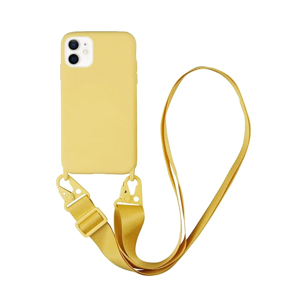 Coque Silicone avec Bandoulière Apple iPhone 12 Mini (#14) Jaune