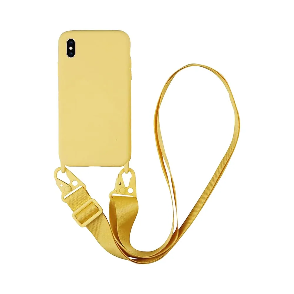 Coque Silicone avec Bandoulière Apple iPhone X/iPhone XS (#14) Jaune