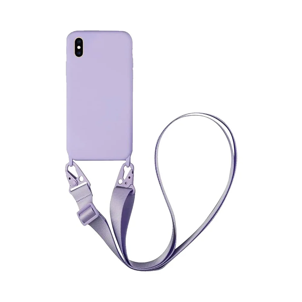 Coque Silicone avec Bandoulière Apple iPhone XS Max (#15) Violet Clair