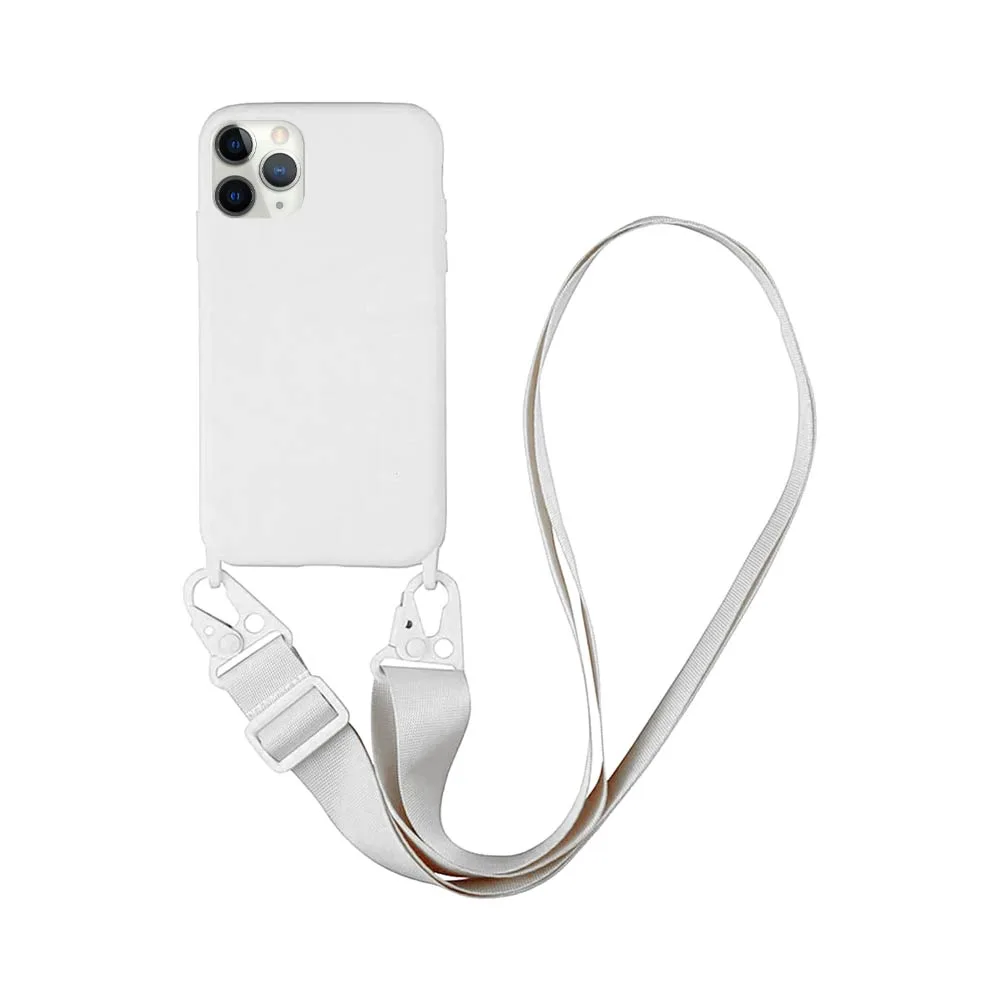 Coque Silicone avec Bandoulière Apple iPhone 11 Pro Max (#16) Blanc