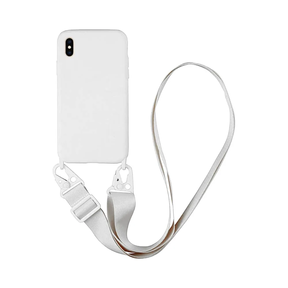 Coque Silicone avec Bandoulière Apple iPhone XS Max (#16) Blanc