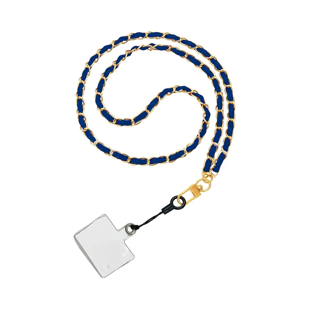 Tour de Cou Universel pour Smartphone en Cuir A16 Bleu Marine