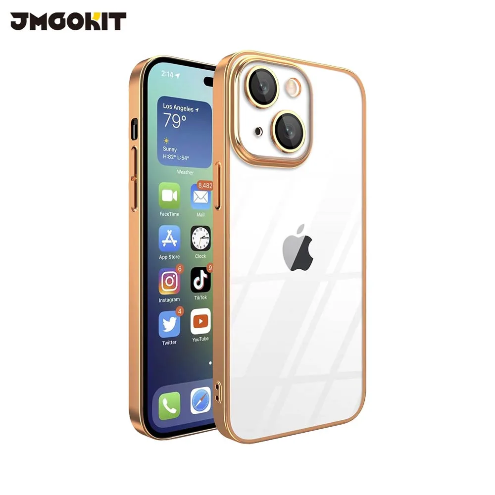 Coque de Protection Crystal Glass JMGOKIT pour Apple iPhone 14 Plus Or