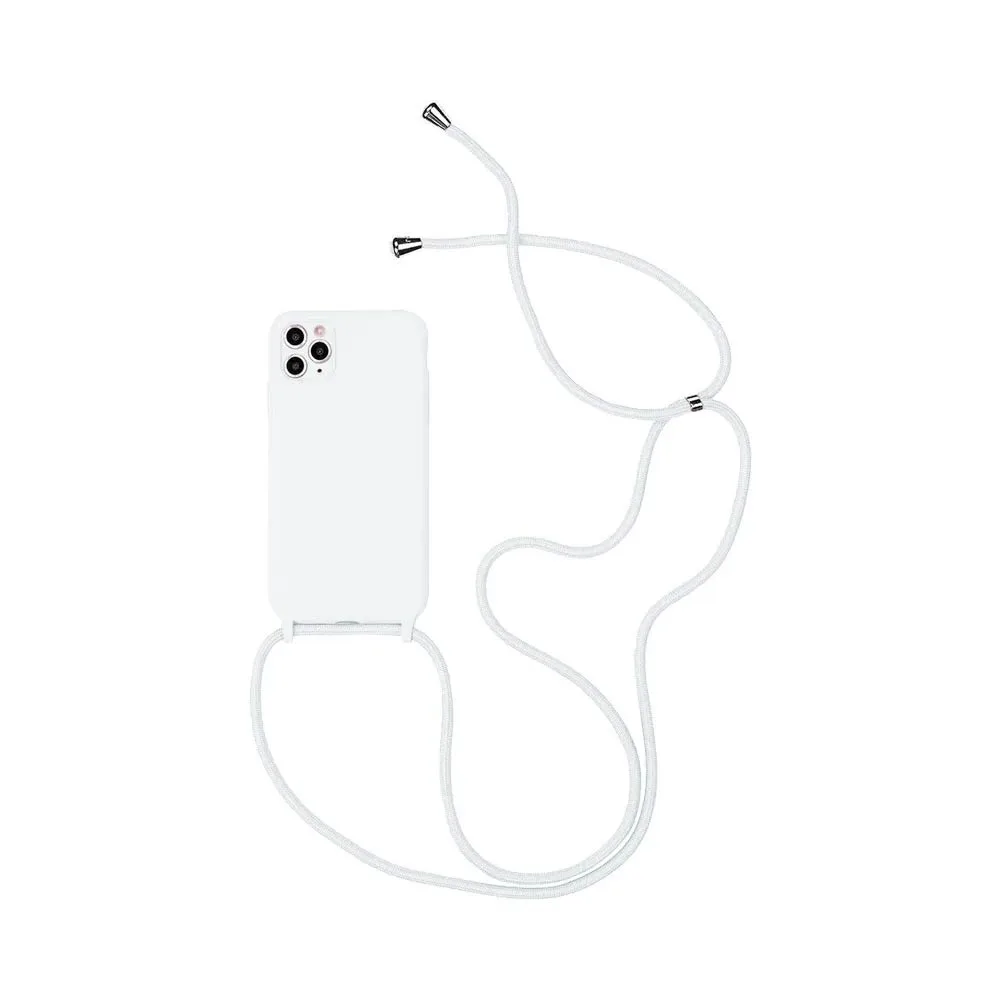 Coque Silicone avec Cordon Apple iPhone 15 Pro Max Blanc