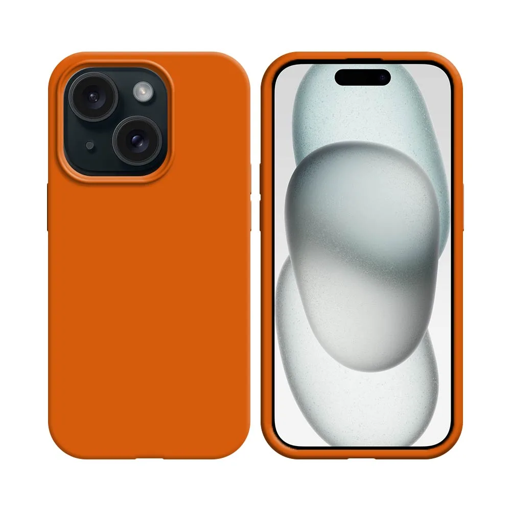 Coque Silicone Compatible pour Apple iPhone 15 (#13) Orange