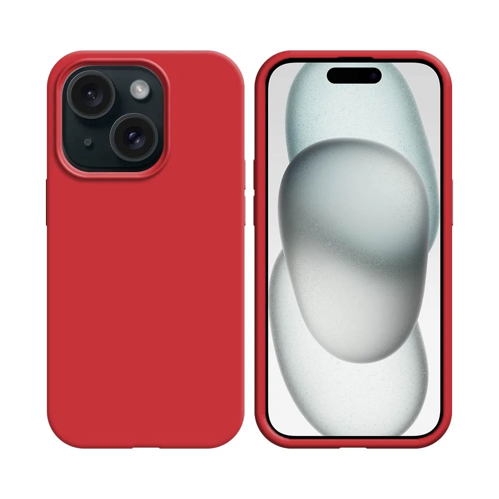 Coque Silicone Compatible pour Apple iPhone 15 (#14) Rouge