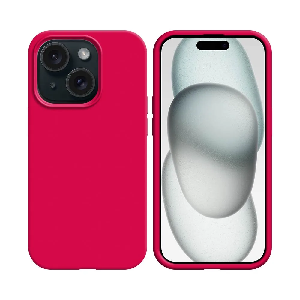 Coque Silicone Compatible pour Apple iPhone 15 (#56) Rose Vif