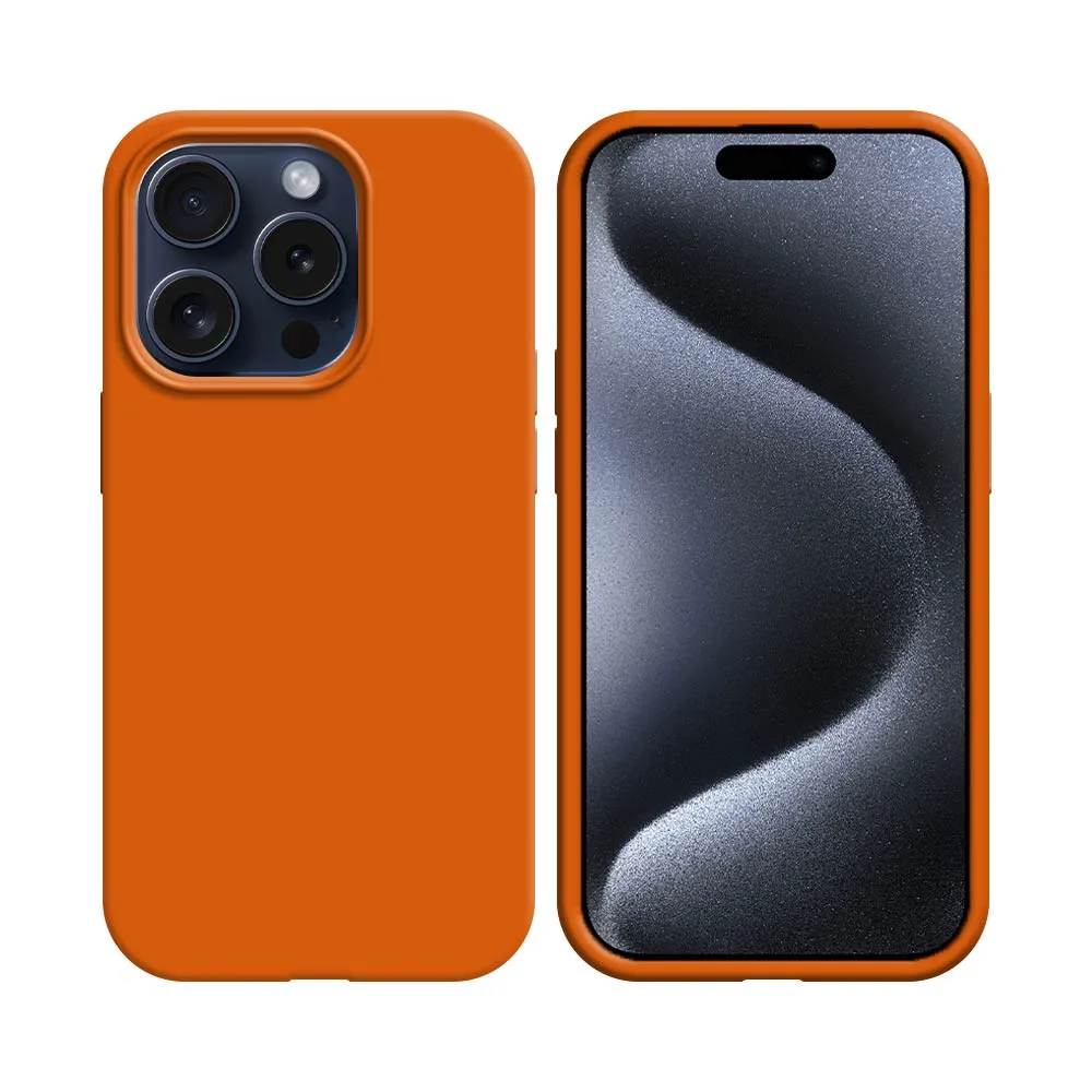 Coque Silicone Compatible pour Apple iPhone 15 Pro Orange
