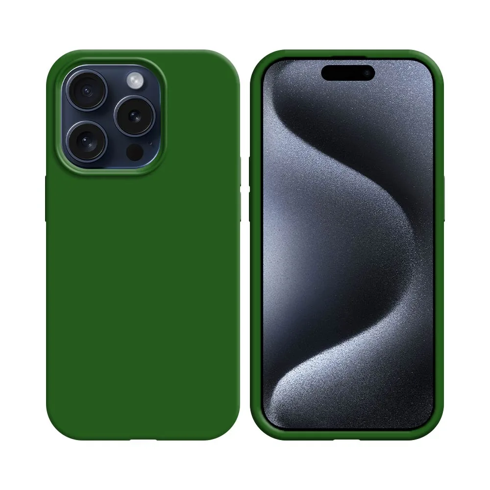 Coque Silicone Compatible pour Apple iPhone 15 Pro Vert Foncé