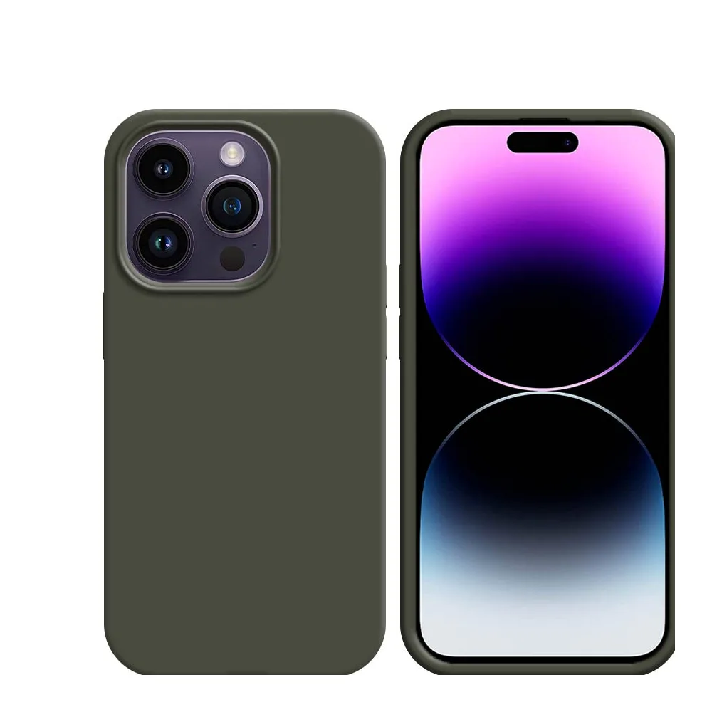 Coque Silicone Compatible pour Apple iPhone 14 Pro Max Gris Foncé