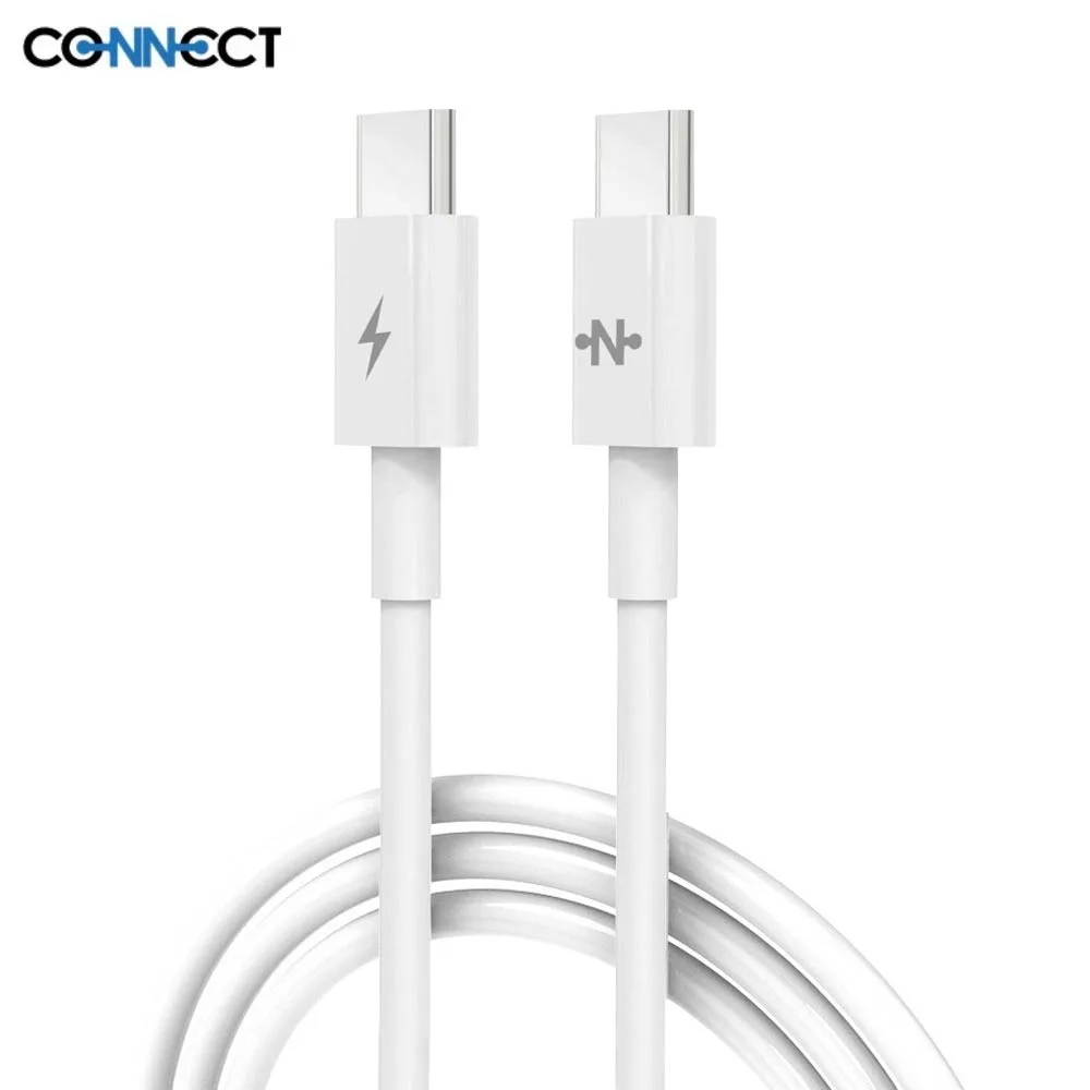 Câble Data USB-C vers USB-C CONNECT 60W (2m) Blanc
