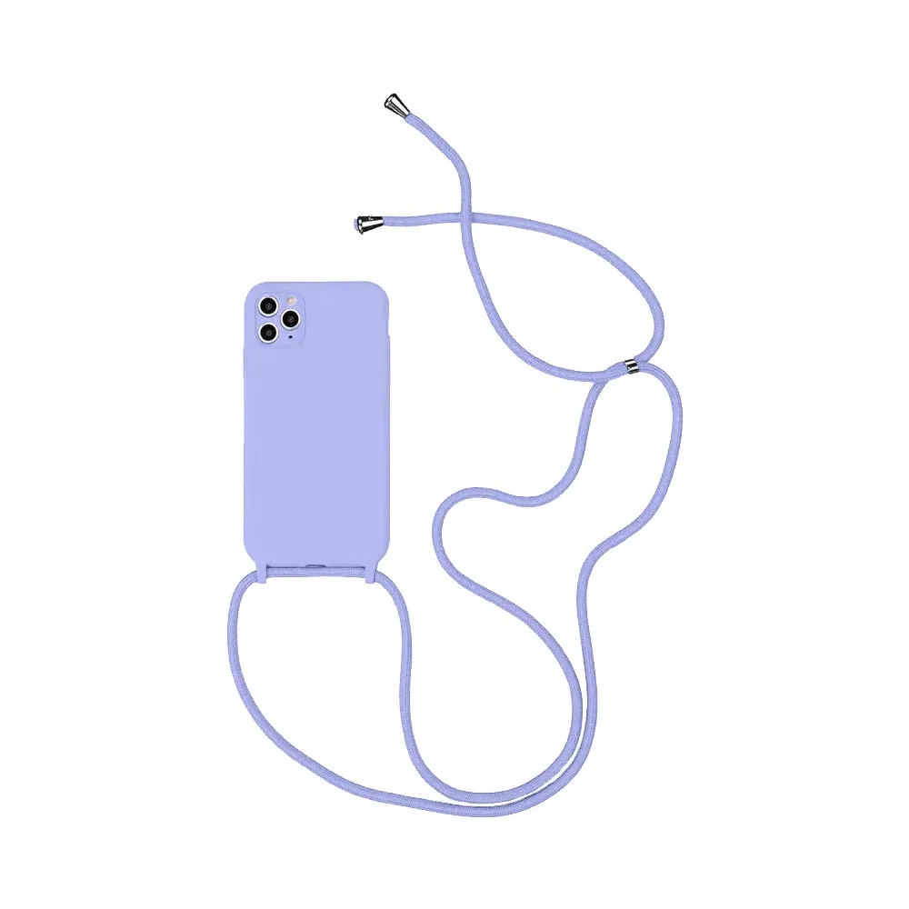 Coque Silicone avec Cordon Apple iPhone 15 Pro Max Violet