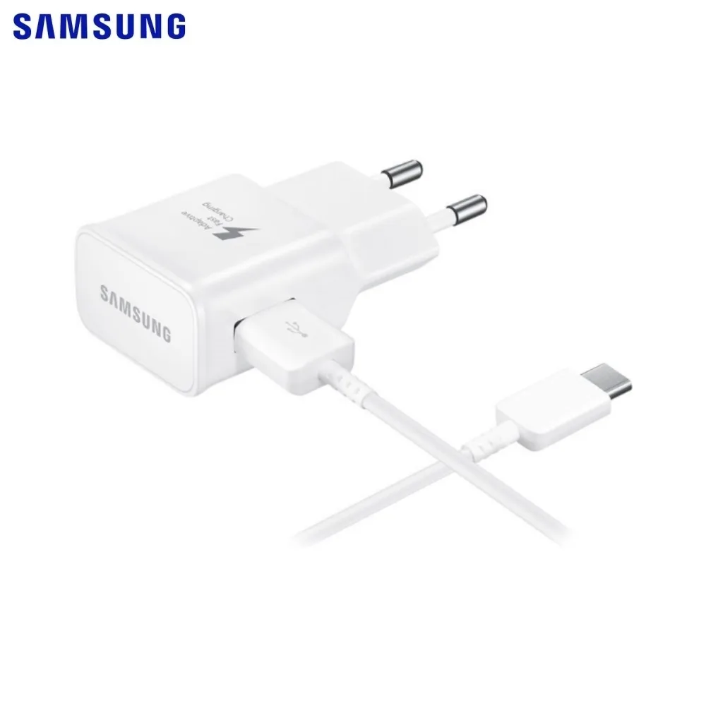 Chargeur Secteur USB Samsung + DG970BWE 15W 2A, avec Cable Type-C Bulk Blanc