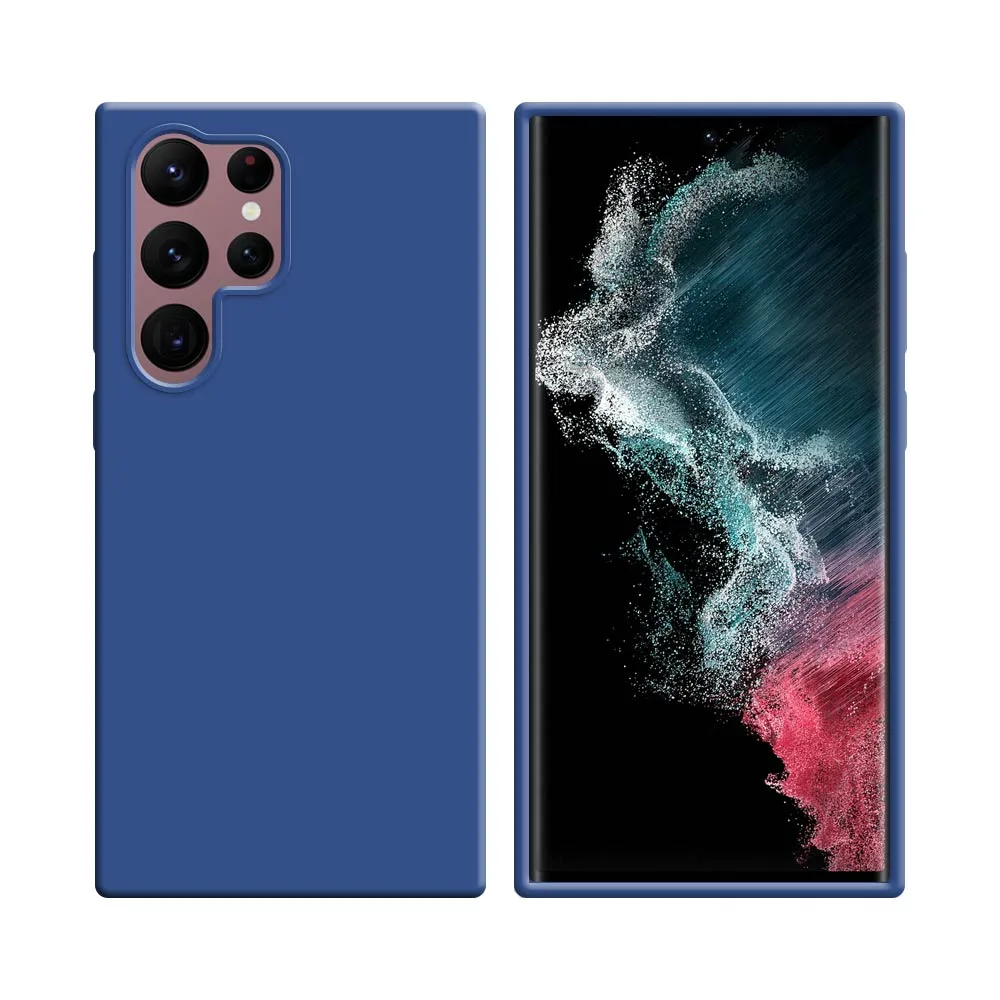 Coque Silicone Compatible pour Samsung Galaxy S22 Ultra S908 Bleu Marine