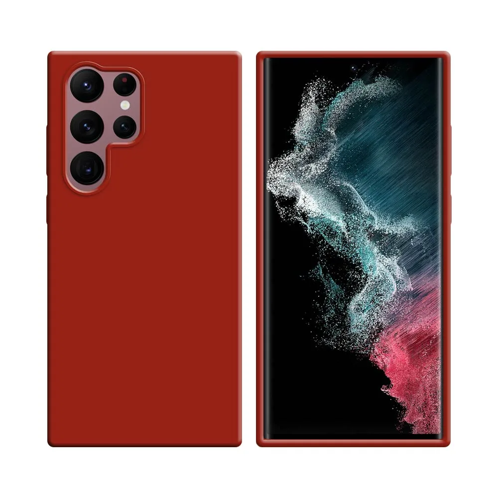 Coque Silicone Compatible pour Samsung Galaxy S22 Ultra S908 Rouge