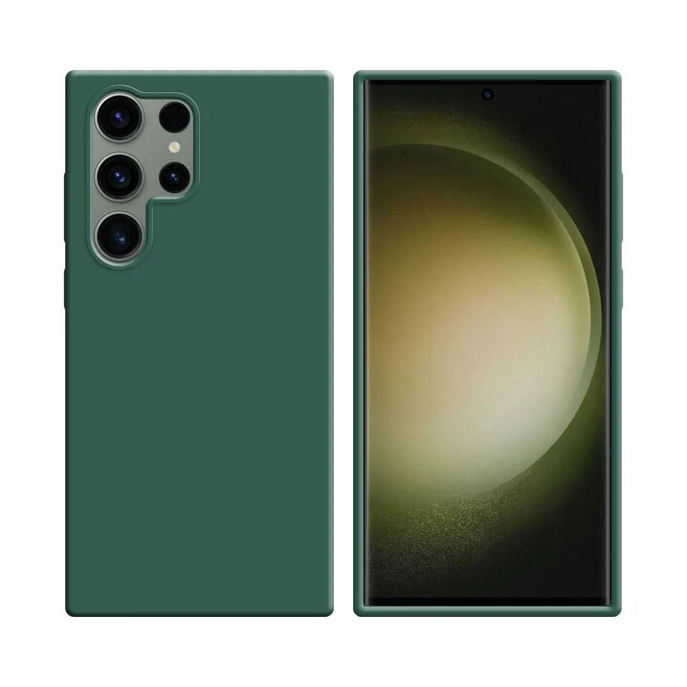 Coque Silicone Compatible pour Samsung Galaxy S23 Ultra 5G S918 Vert Foncé