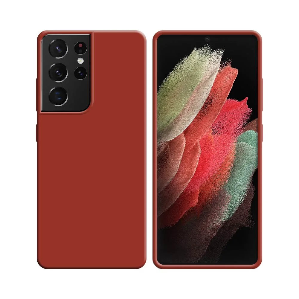 Coque Silicone Compatible pour Samsung Galaxy S21 Ultra 5G G998 Rouge
